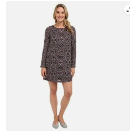 Prana Medallion Cece Shift Dress Gray Purple womens size large - Picture 1 of 7